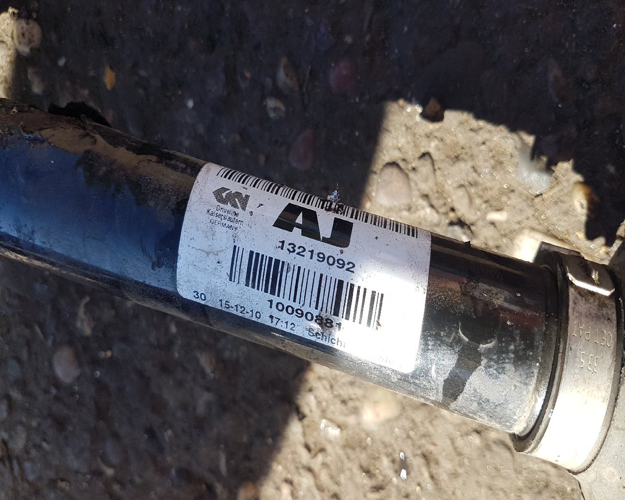 2010 - 2012 Saab 95 Saloon MANUAL DRIVESHAFT - PASSENGER FRONT (ABS) 13219092