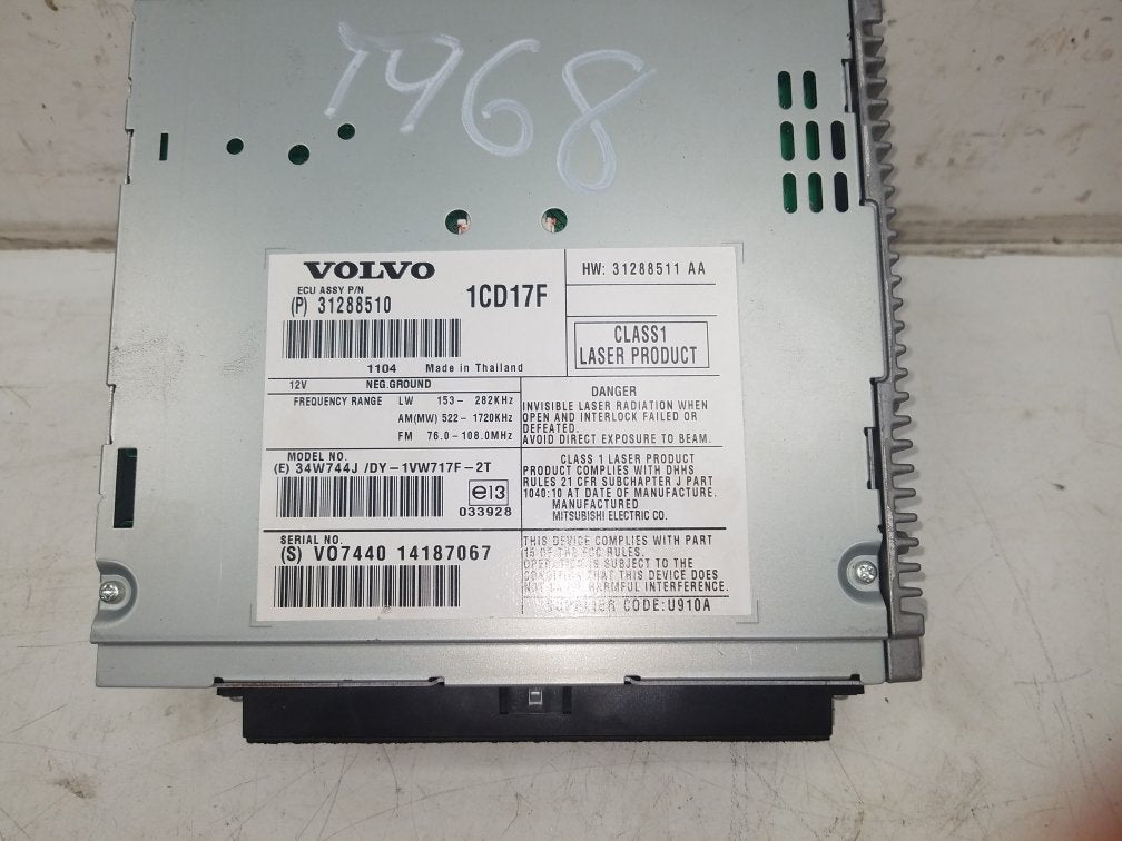 2010 - 2012 Volvo C30 Hatchback CD AND RADIO UNIT 31288510