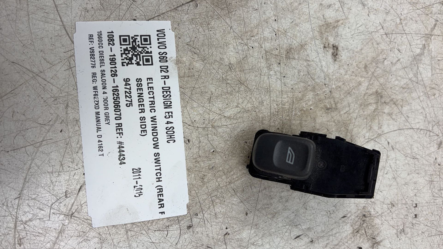 2012 Volvo S60 Saloon Left Rear Window Switch 9472275