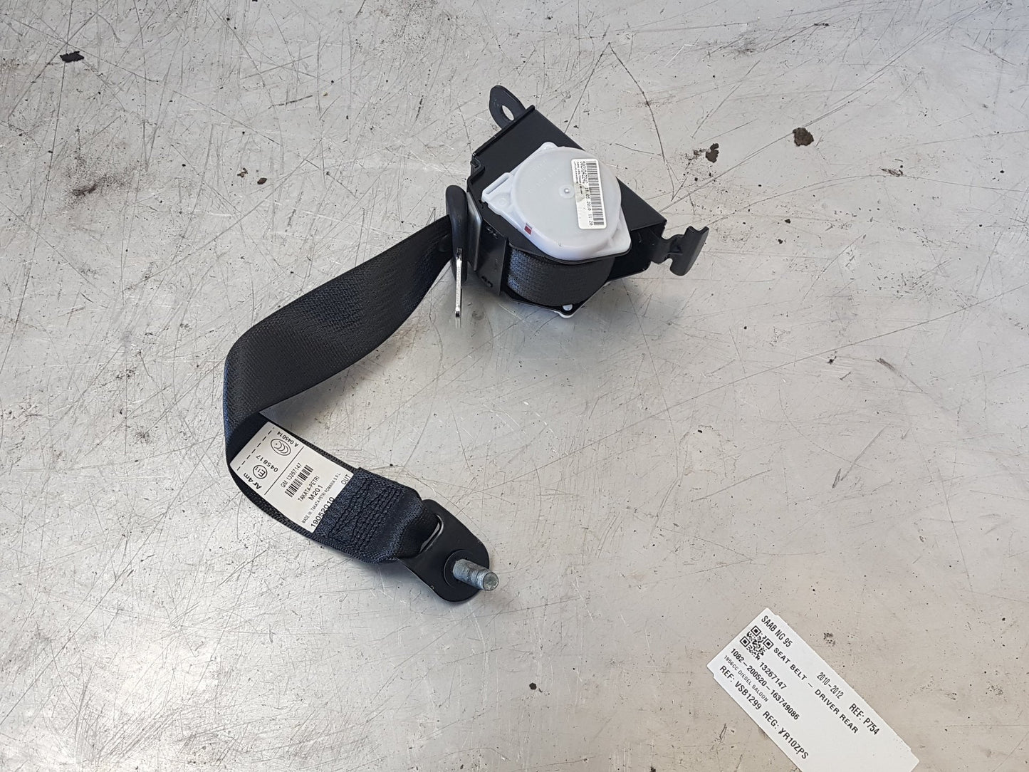 2010 - 2012 Saab 95 Saloon Right Rear Seat belt 13267147