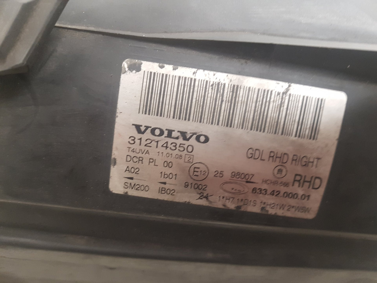 2008 - 2011 Volvo V70 Estate Right Headlight 31214350