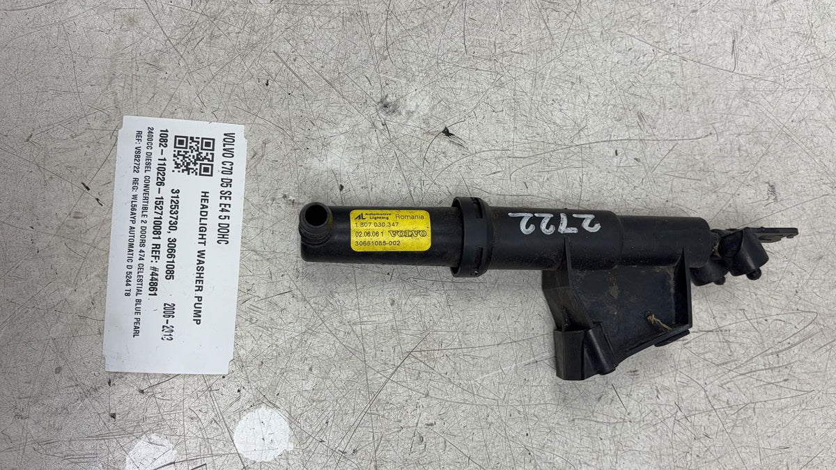 2006-2013 Volvo C70 Left Headlight Washer Jet 31253730 30661085
