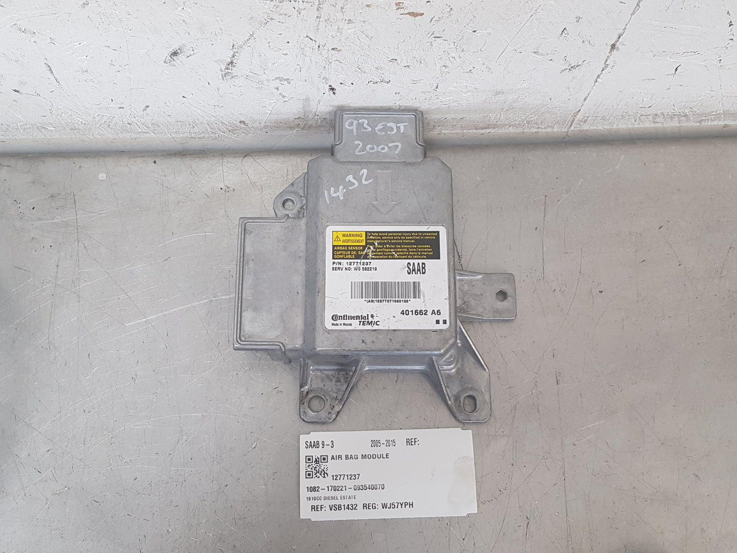 2005 - 2015 Saab 9-3 Estate Airbag Module 12771237