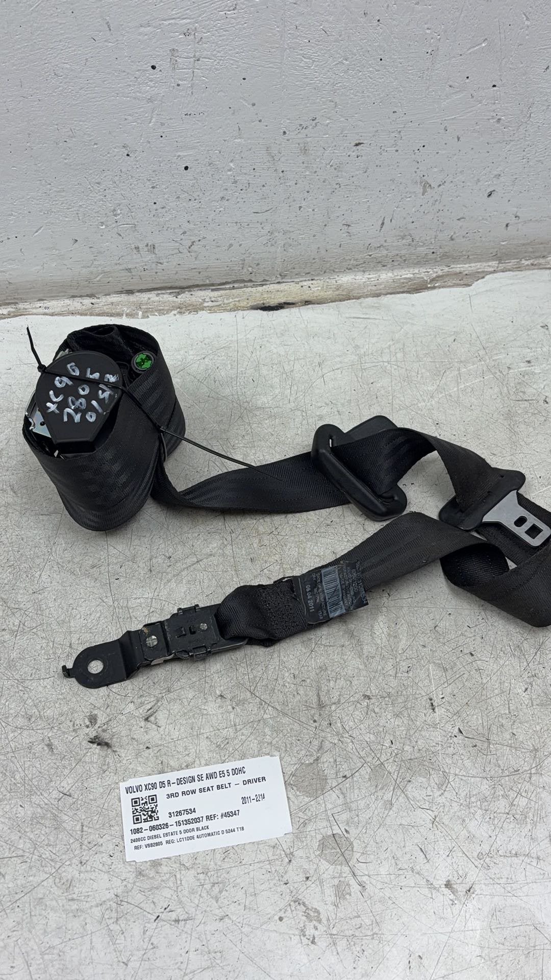 Volvo XC90 Xc90 D5 R-design Se Awd E5 5 Dohc 3RD ROW SEAT BELT - DRIVER 12M Wty