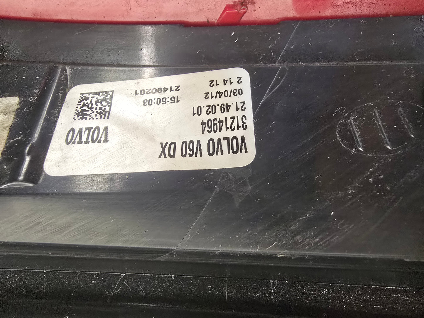 2012 Volvo V60 D3 Driver Side Rear Brake Light 31214964
