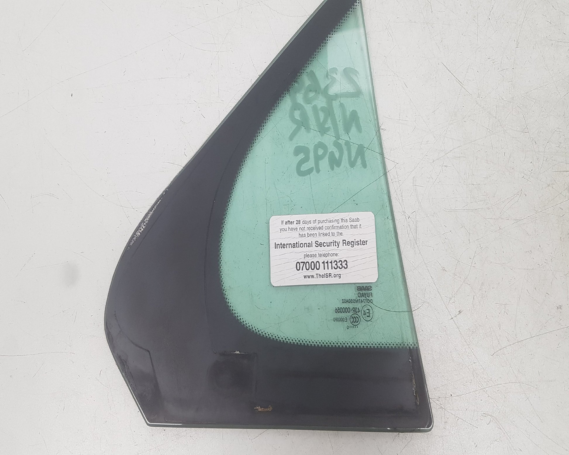 2010-2012 Saab 9-5 Left Rear Quarter Window Glass 12772862