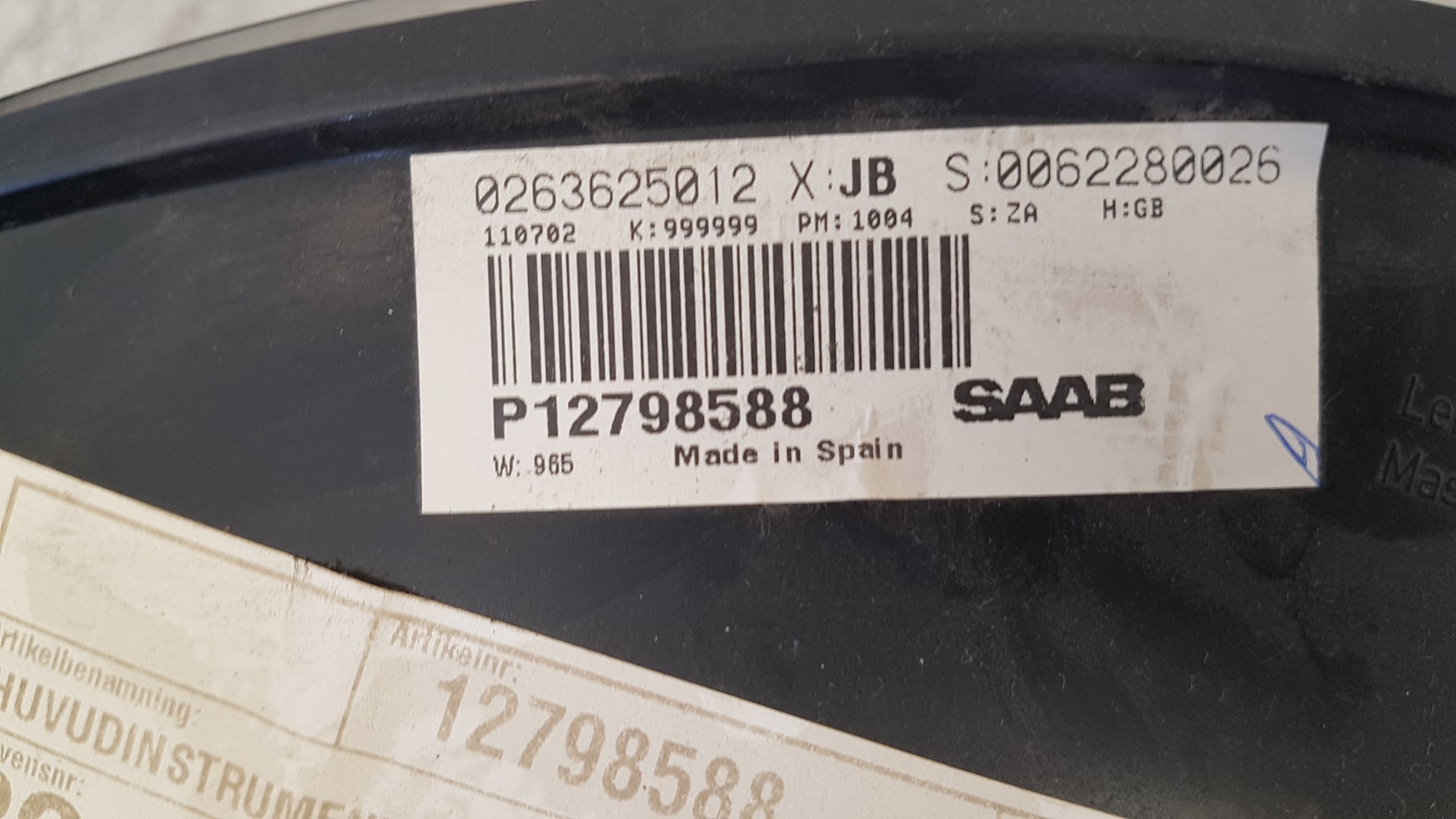 2003-2007 Saab 9-3 1.8 2.0 Petrol Turbo Instrument Cluster Speedo Clocks 12798588