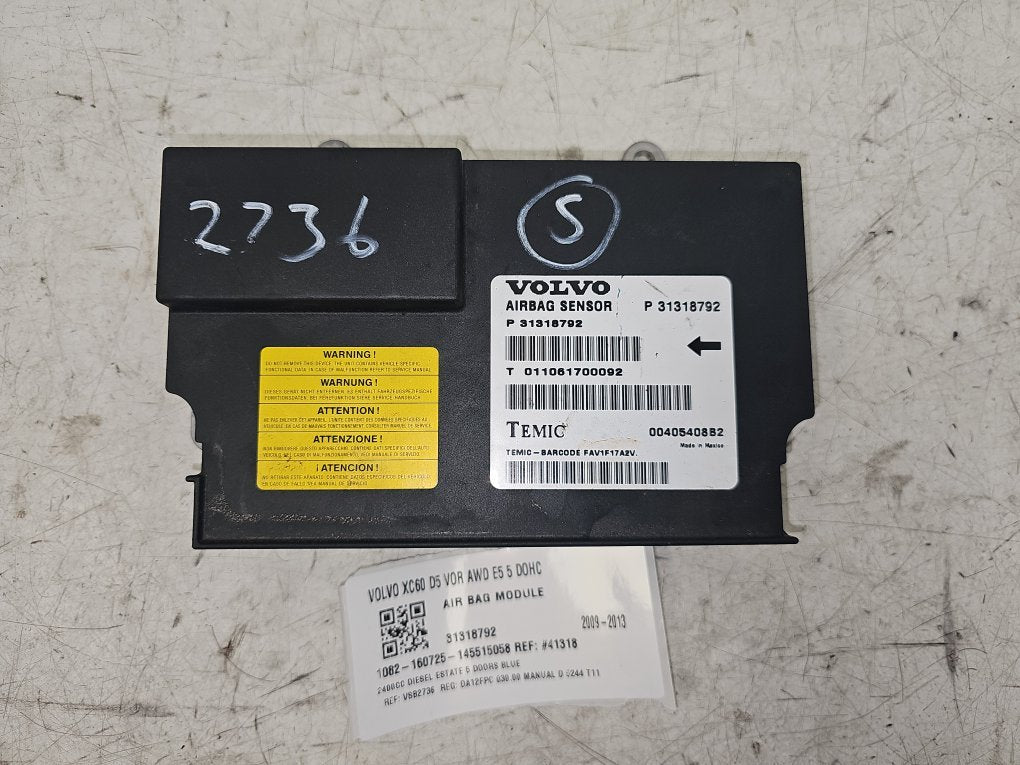 2009 - 2013 Volvo XC60  Estate Airbag Module 31318792