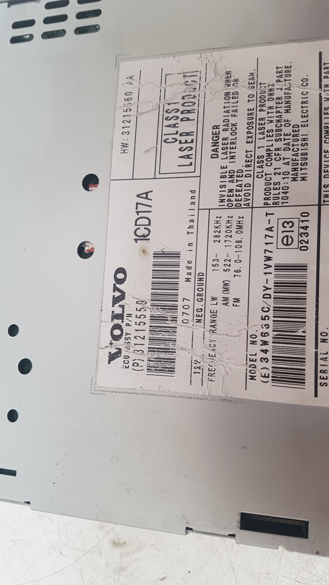 2004 - 2010 Volvo V50   Estate RADIO AND CD PLAYER 31215559