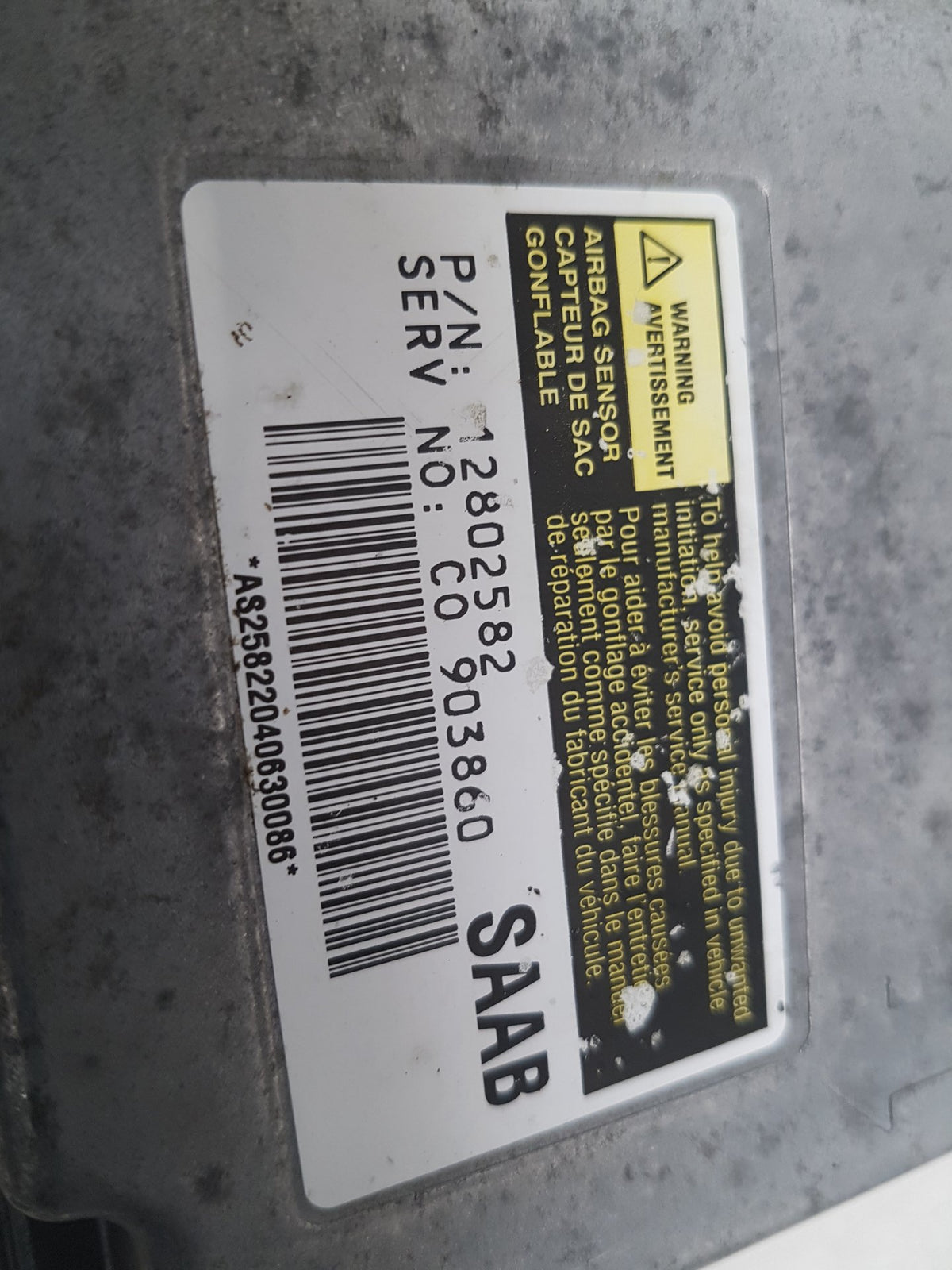 2004-2005 Saab 9-3 Convertible SRS Airbag Control Unit ECU 12802582