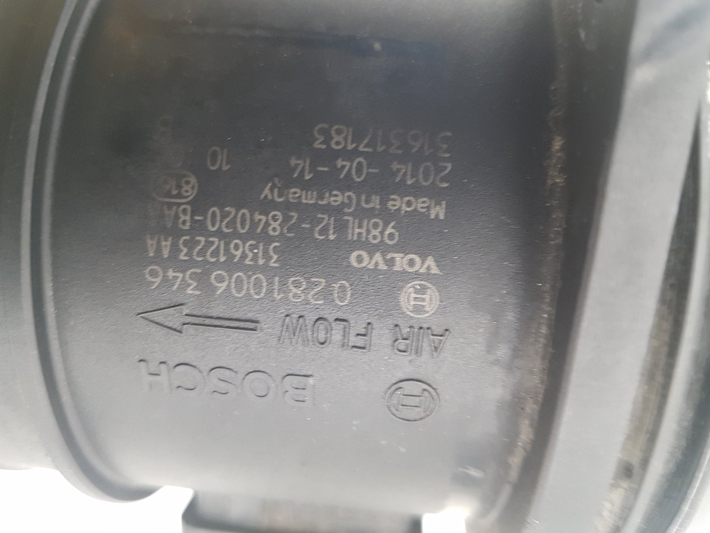 2012-2015 Volvo V40 S60 V60 XC60 V70 S80 Air Flow Meter MAF Sensor 0281006346