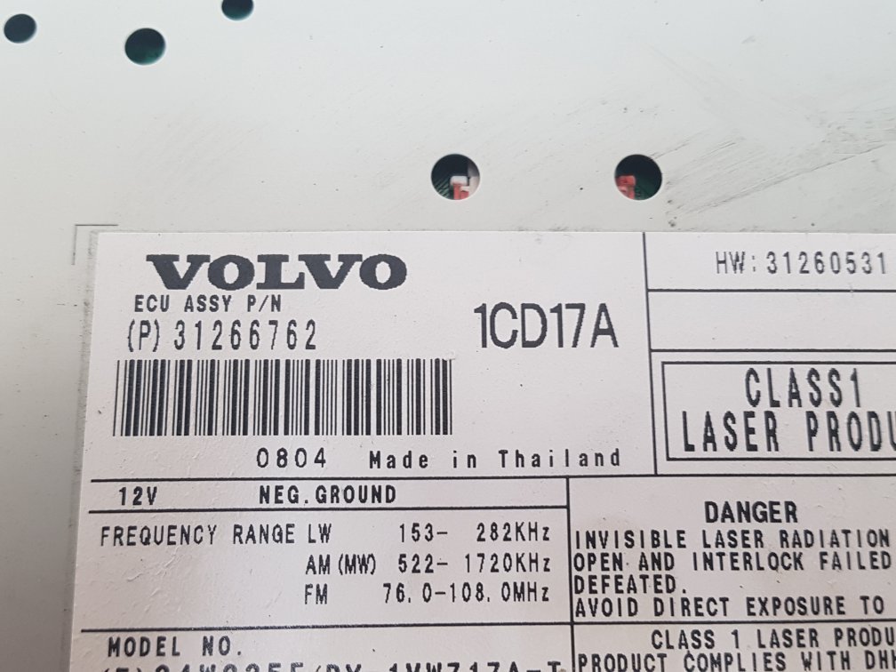 2007 - 2012 Volvo C30  Hatchback RADIO AND CD PLAYER 31266762
