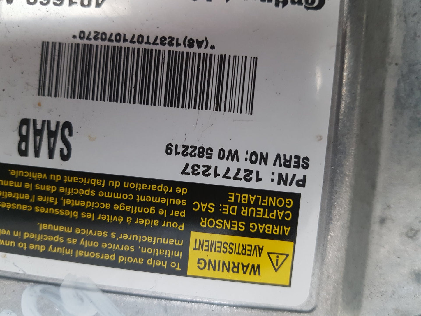 2005 - 2015 Saab 9-3  Estate Airbag Module 12771237