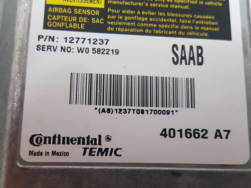 2003 - 2015 Saab 9-3  Convertible Airbag Module 12771237