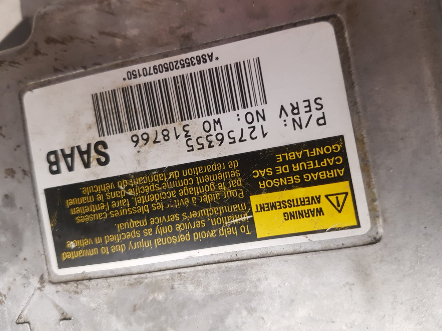 2003 - 2011 Saab 9-3  Convertible Airbag Module 12756355