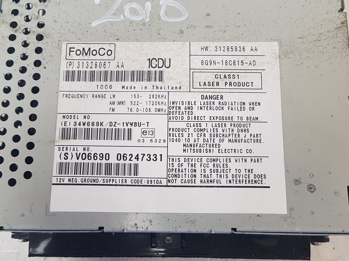 2008 - 2015 Volvo V70  Estate CD Player 31328067