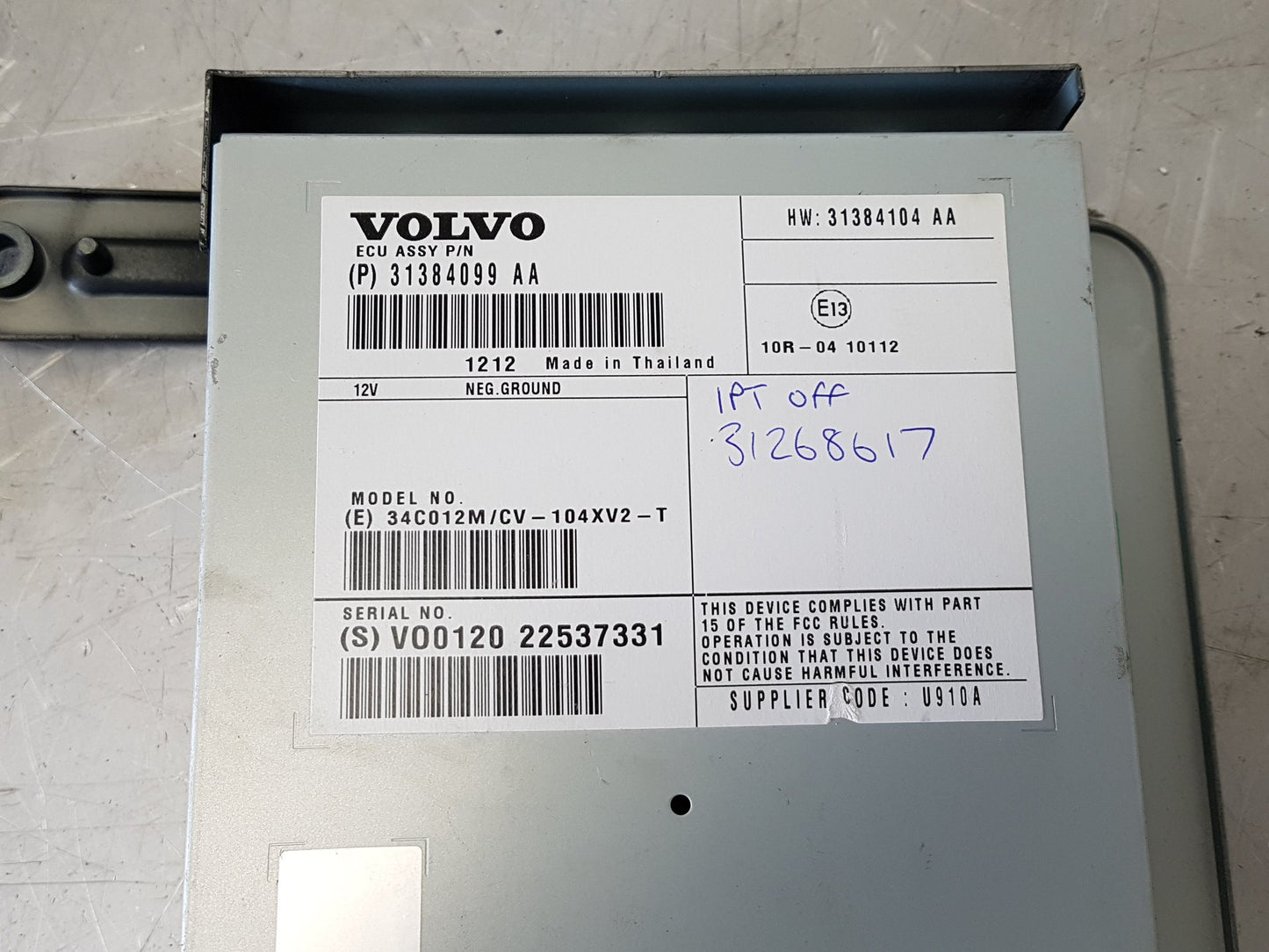 2012 - 2016 Volvo V40  Hatchback Amplifier 31384099