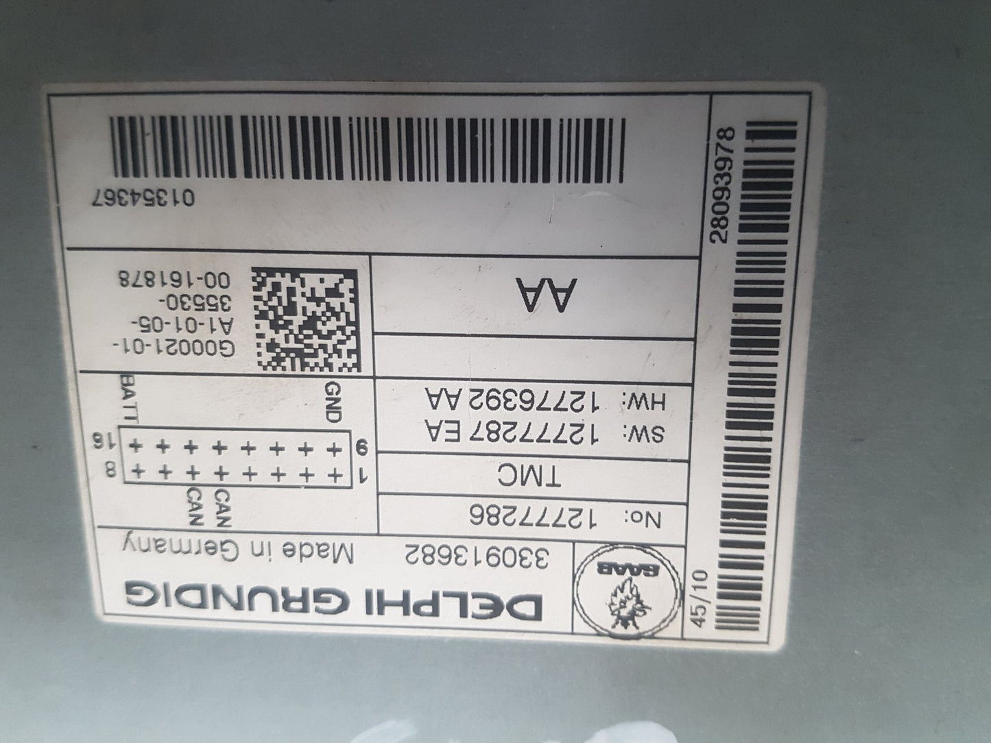 2010 Saab 9-3  Estate RADIO RECEIVER MODULE 12776392