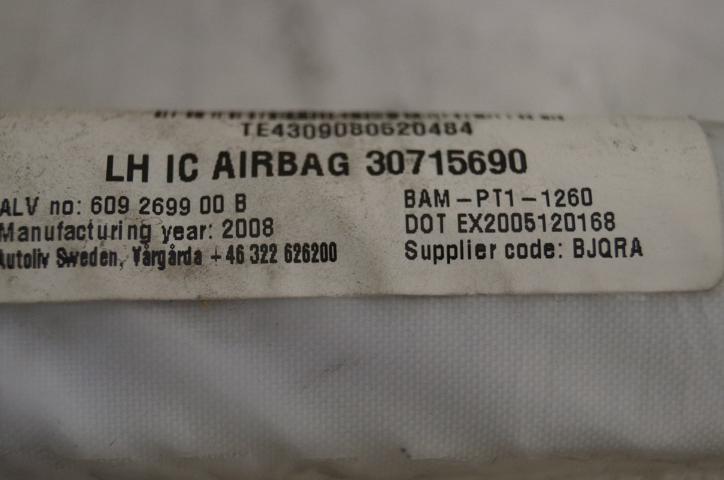 2006 - 2011 Volvo S80  Saloon Left Roof Airbag 30715690