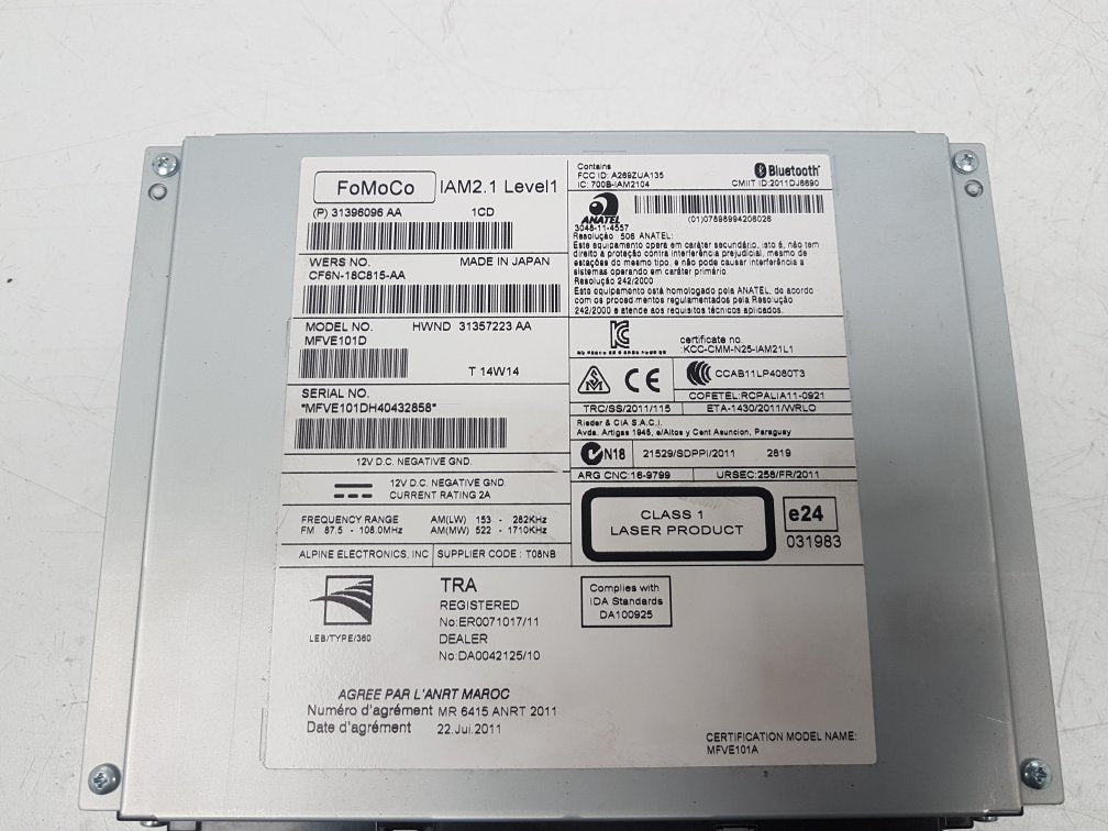 2012 - 2019 Volvo V40  Hatchback CD Player 31396096 AA
