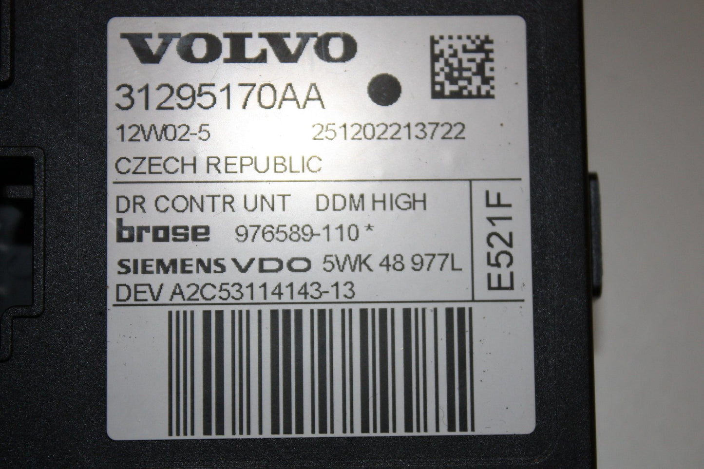 2007 - 2012 Volvo C30   WINDOW REG MOTOR (DRIVERS SIDE FRONT) 31295170 AA