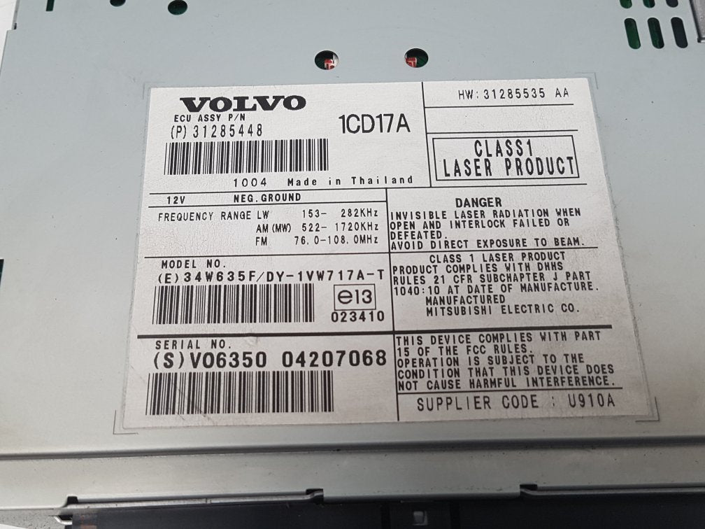 2008 - 2012 Volvo C30  Hatchback CD Player 31285448