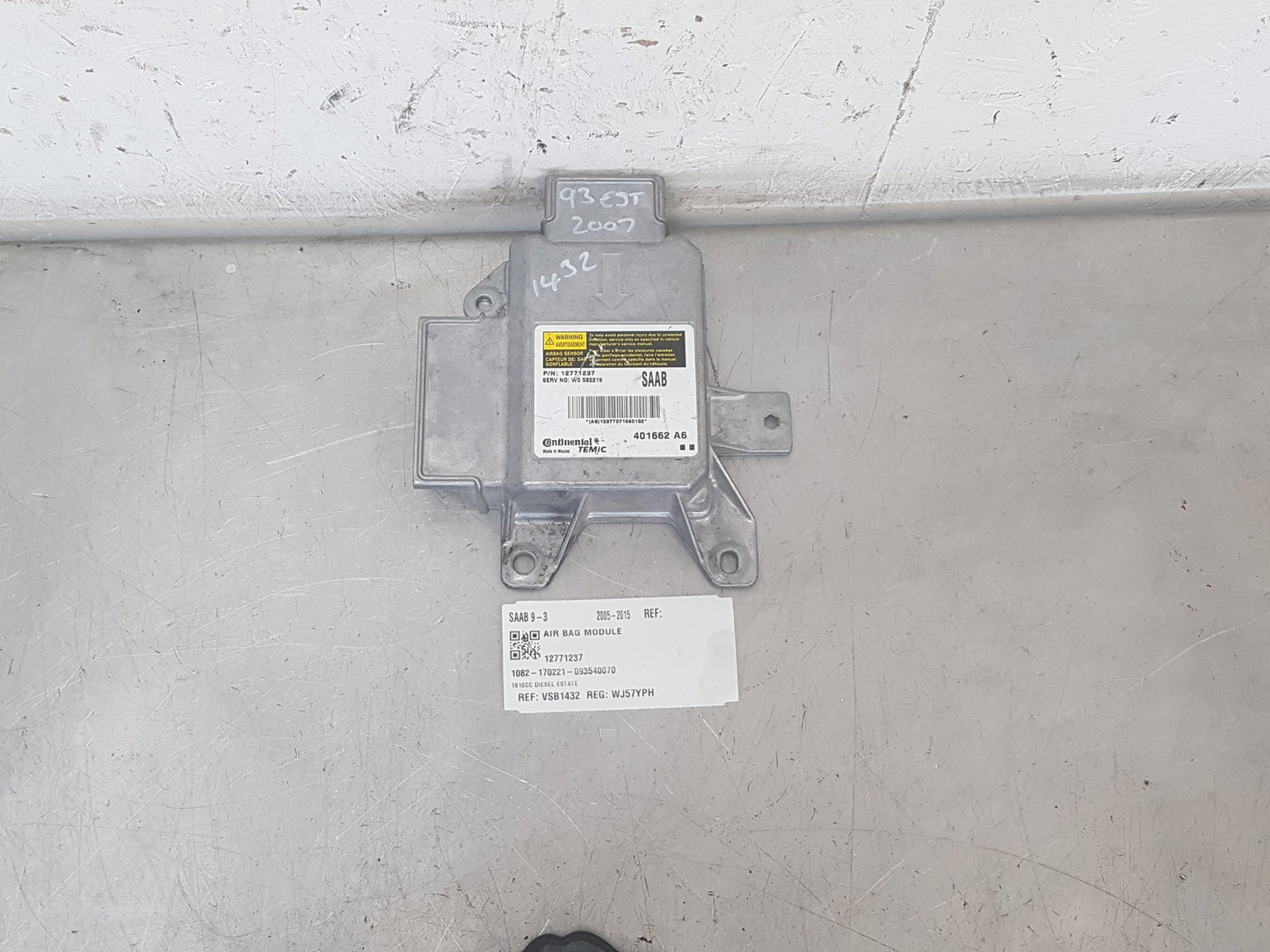 2005 - 2015 Saab 9-3  Estate Airbag Module 12771237