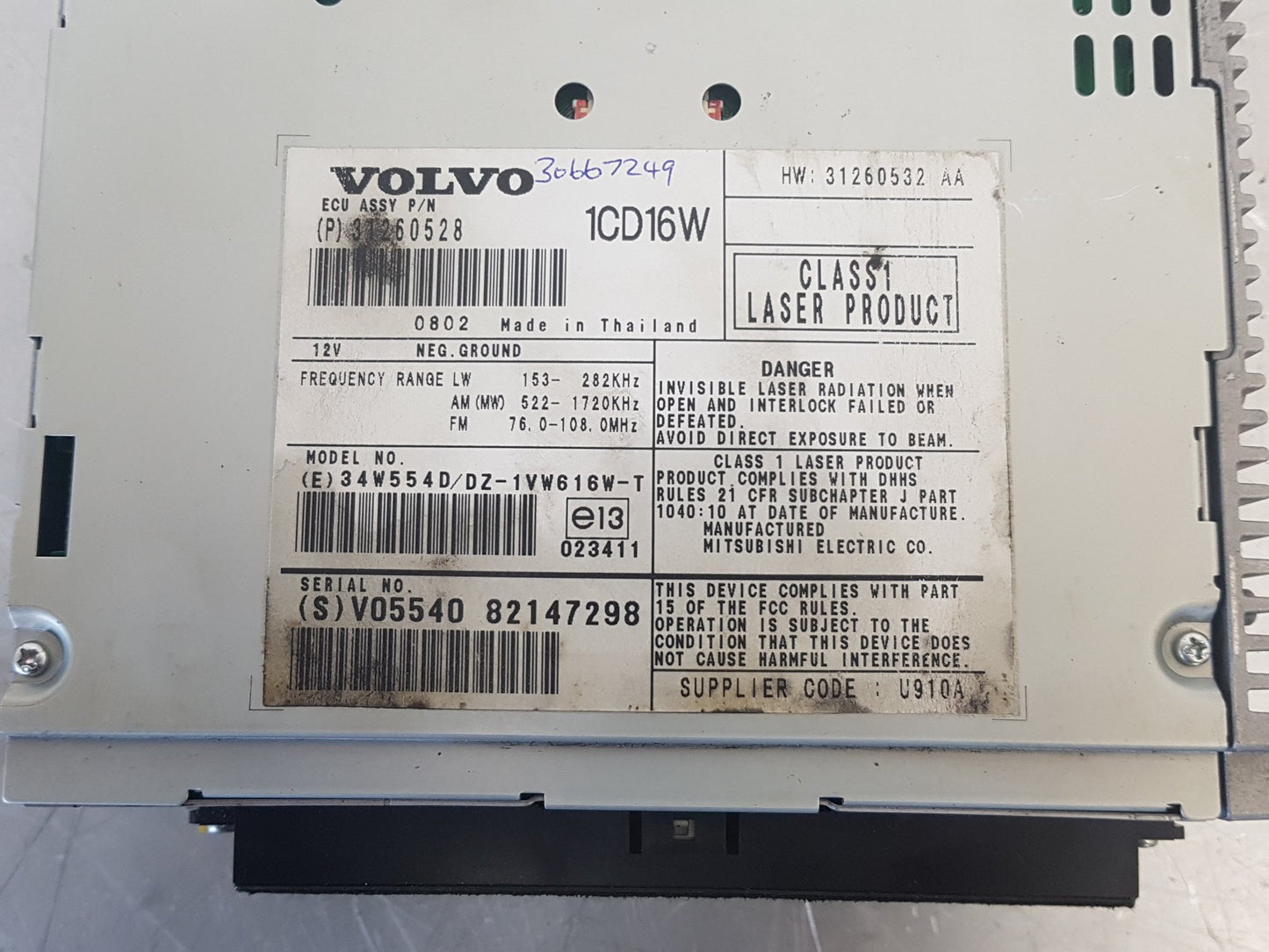 2008 - 2012 Volvo C70   CD Player 31260528