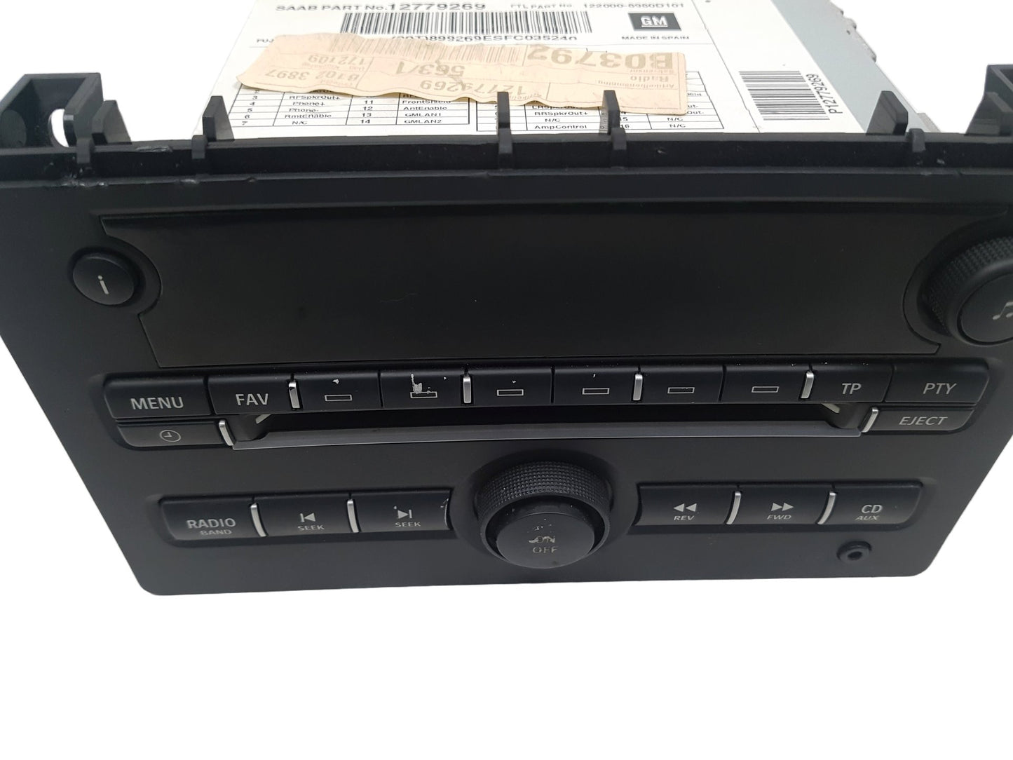 2005 - 2011 Saab 9-3 YS3F Saloon RADIO CD CASSETTE PLAYER 12779269