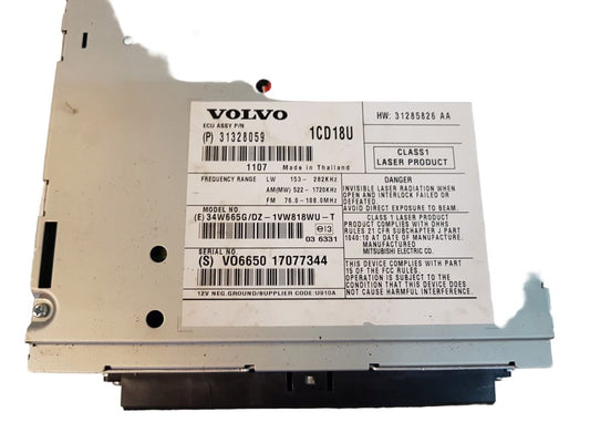 VOLVO V50 DRIVE RADIO AND CD PLAYER 31328059, 31285826, 31285826AA 2009-2012