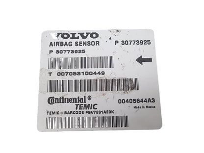 2006-2009 Volvo S80 Airbag Sensor Module 30773925 D5 2.4 Diesel Automatic